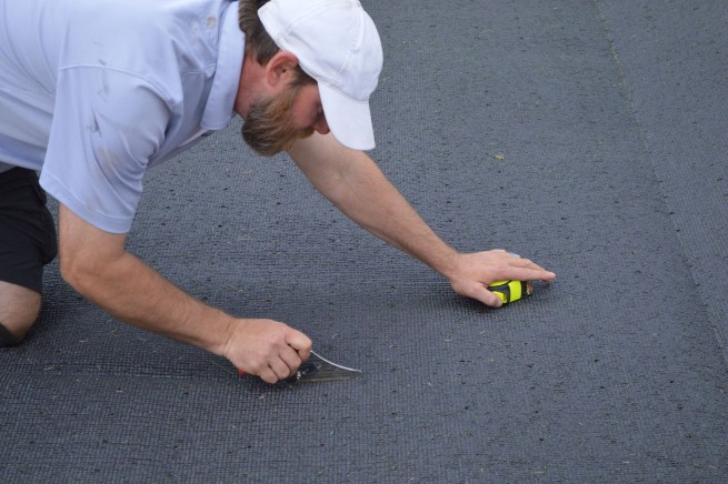 Huntsville artificial grass installation - cushion pad installation